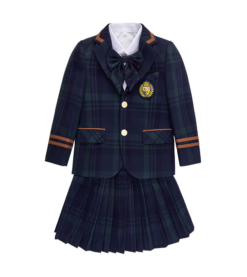 英倫風中小學校服套裝定做款式圖片