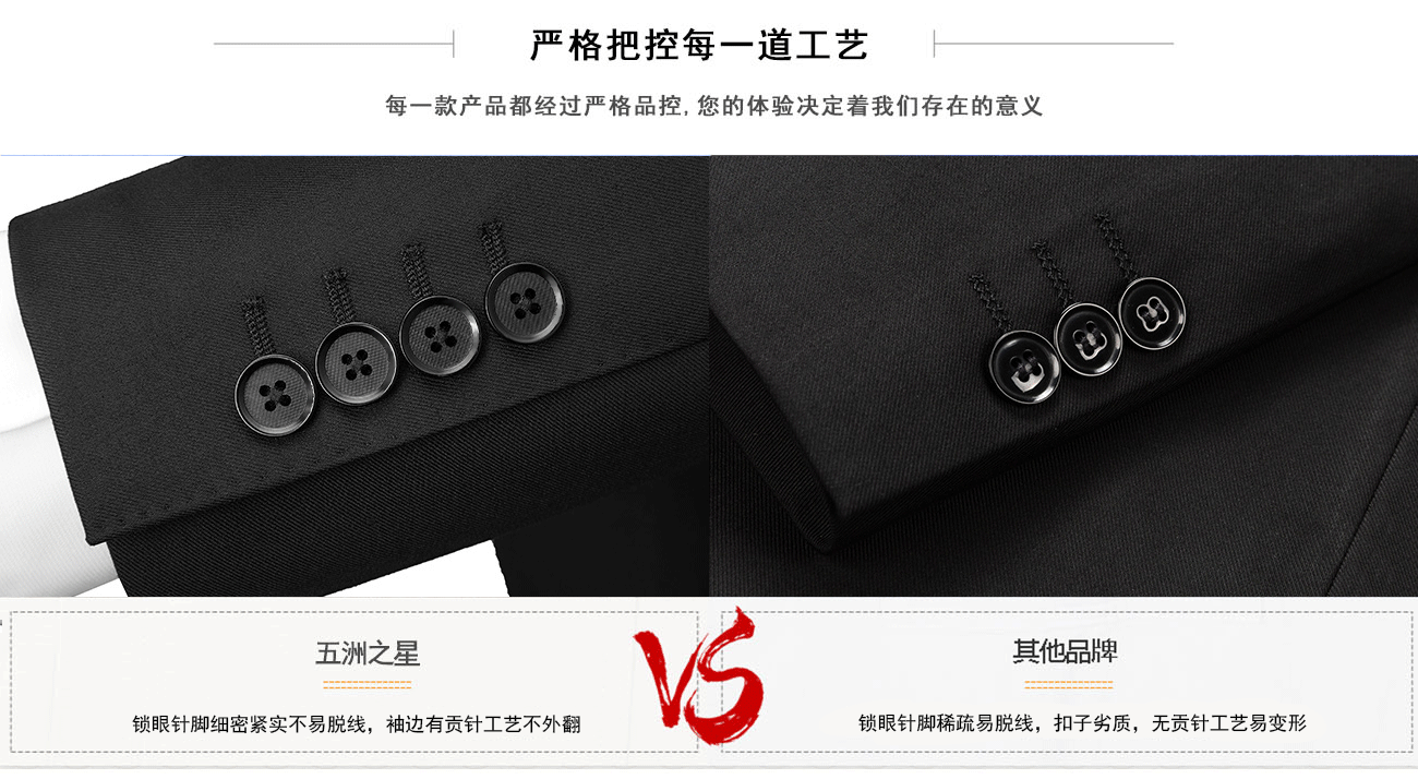 休閑西服正裝袖口細節圖對比
