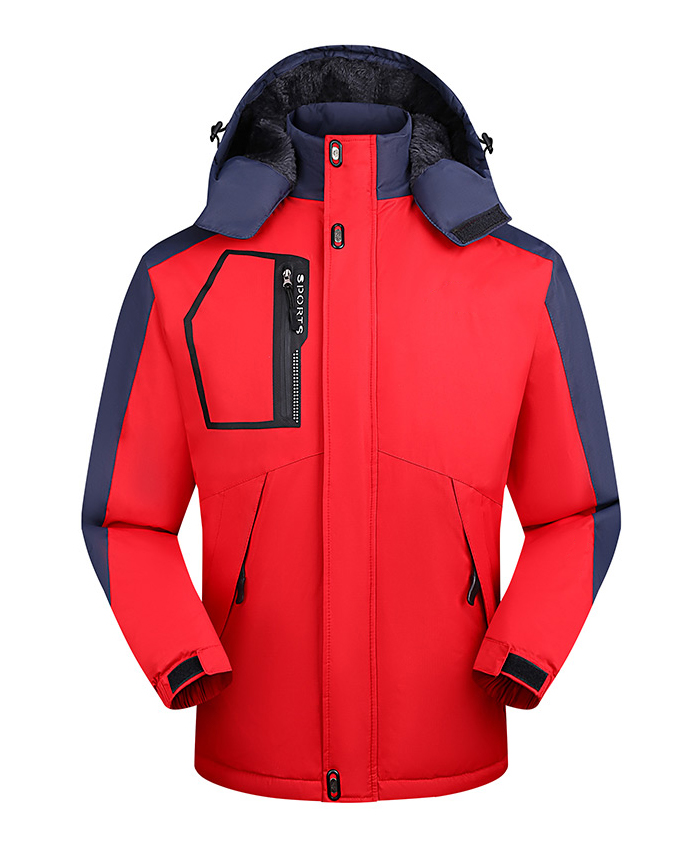 連帽加絨防水棉服